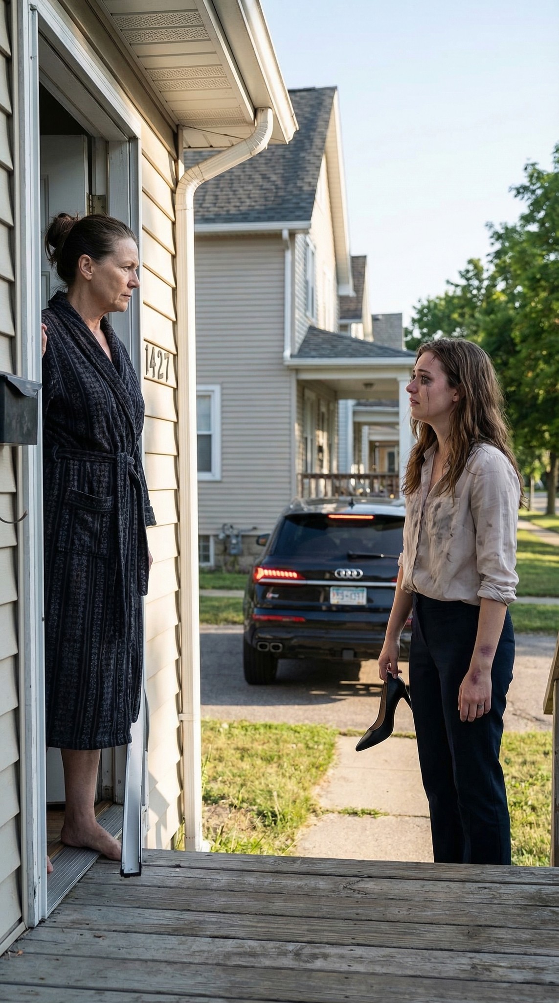 Estava a selar os últimos cheques do casamento quando o meu telefone vibrou: “NÃO TE ATREVAS A VIR AO MEU CASAMENTO! O MEU MARIDO É CONTRA TI!” As minhas mãos ficaram geladas, mas não disse nada — apenas cancelei todos os pagamentos em silêncio. Ao amanhecer, a minha filha apareceu à minha porta, com o rímel