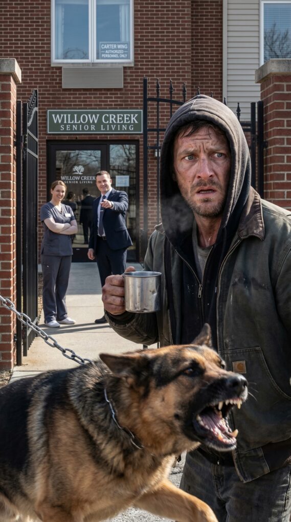 Weszłam do domu opieki, który potajemnie funduję, z podartą kurtką i blaszanym kubkiem, głową spuszczoną, cichym głosem. „Proszę coś oddać?” zapytałam. Pielęgniarka spojrzała na mnie i prychnęła szyderczo. „Nie karmimy pasożytów”. Wtedy dyrektor wybiegł, krzycząc: „Wynieście go – TERAZ!”. Ledwo się cofnęłam, gdy drzwi klatki otworzyły się z hukiem. Warczenie. Zęby. Chaos. „Proszę – zaczekaj!” krzyknęłam, potykając się, gdy personel się roześmiał. Gdy uderzyłam w bramę, wyszeptałam: „Więc to moje pieniądze zbudowały…”. I wtedy zauważyłam zamknięte skrzydło na górze – z moim imieniem na drzwiach.