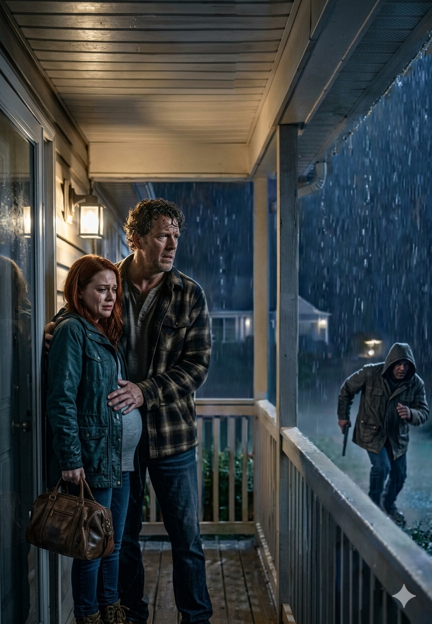 Deszcz walił w dach jak pięści, gdy zaczęło się pukanie – powolne, desperackie, niesłuszne. Szarpnęłam drzwi. „Kto…” Moja córka zatoczyła się w blasku. Jej twarz była mapą siniaków, jedno oko opuchnięte… a obiema rękami ściskała ośmiomiesięczny brzuch, jakby miał się zaraz rozpaść. „Tato” – wydyszała, a jej głos się łamał. „Nie wpuszczaj go”. Za nią deszcz pochłonął kolejne kroki – zbliżające się.