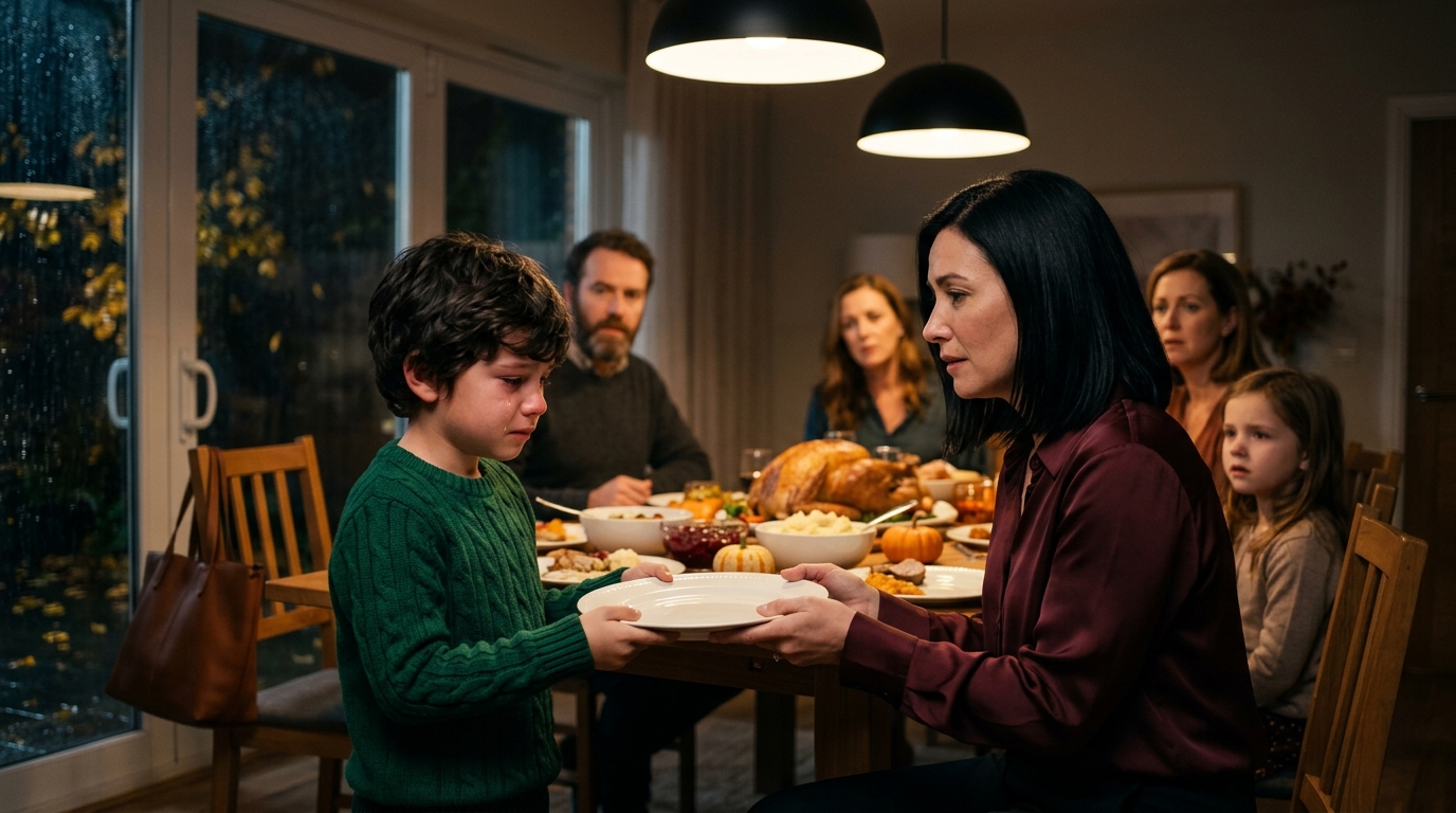 Moja siostra spojrzała na mojego ośmioletniego syna, odsunęła pusty talerz od stołu na Święto Dziękczynienia i wypowiedziała słowa, które mogłyby złamać coś w jego wnętrzu, a ja wciąż próbuję to naprawić