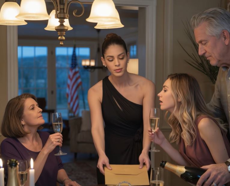 A minha irmã mais nova rodou a taça de champanhe, olhou para os nossos pais e anunciou calmamente que se iria mudar para a minha casa dali a três semanas porque “faz todo o sentido” — mas o envelope castanho na minha mala estava prestes a mudar completamente o ambiente daquele jantar.