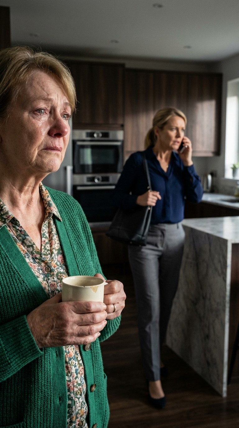 Moja córka powiedziała swojej koleżance, że mój pokój „pachnie jak dom opieki”, podczas gdy ja stałam za drzwiami, trzymając obtłuczony ceramiczny kubek; po udarze tymczasowo się wprowadziłam, sprzedałam mieszkanie, żeby zebrać pieniądze na zaliczkę, po czym moje rzeczy zostały zepchnięte do garażu, a moje życie było omawiane za moimi plecami, aż zobaczyłam teczkę z planem majątkowym i zrozumiałam, że tym razem to nie ja będę panikować.
