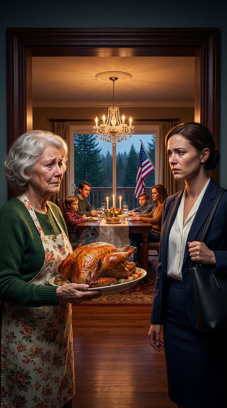 Wstałam o 4:30 rano, piekąc indyka i robiąc sos żurawinowy w domu nad jeziorem Górnym, który kupiliśmy z mężem w 1993 roku, i tuż przed gośćmi, których zaprosiła moja córka, spokojnie powiedziała mi: „Może byłoby ci wygodniej jeść na górze”, jakbym była tylko kobietą w kuchni, dopóki nie zobaczyłam karty z miejscami ustawionej na czele stołu