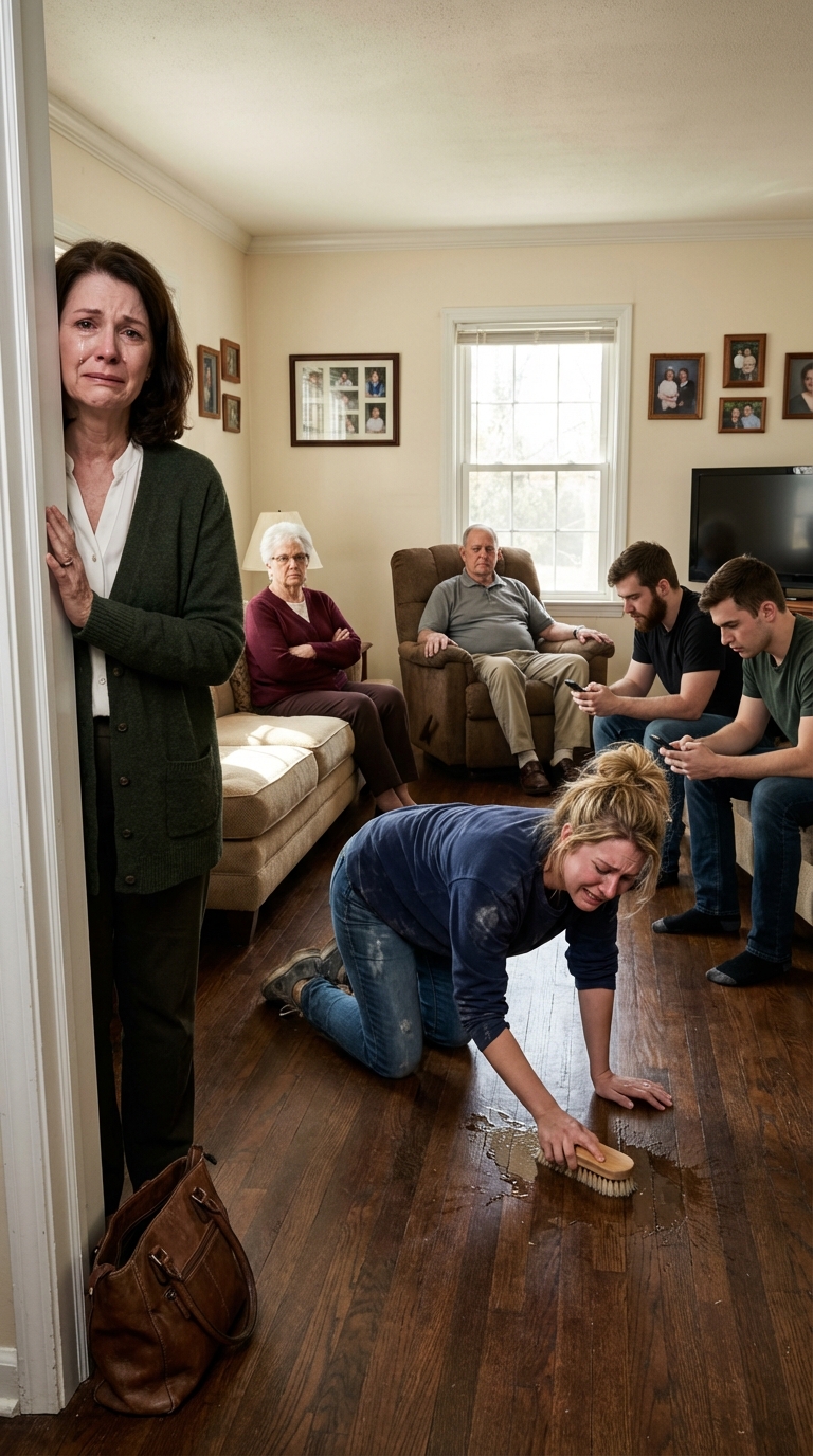 Kupiłem córce cichy dom na wsi, myśląc, że będzie to jej azyl. Kiedy przyjechałem bez zapowiedzi, zastałem ją płaczącą – cała rodzina jej męża już się wprowadziła. Jej teściowa warknęła: „Synowa powinna zarabiać na swoje utrzymanie”, podczas gdy moja córka drżącymi rękami szorowała podłogi. Sięgnąłem po telefon. Pięć minut później walizki były już na trawniku. Spojrzałem na nie przez furtkę i powiedziałem tylko trzy słowa: „WYPADAJCIE JUŻ TERAZ”.