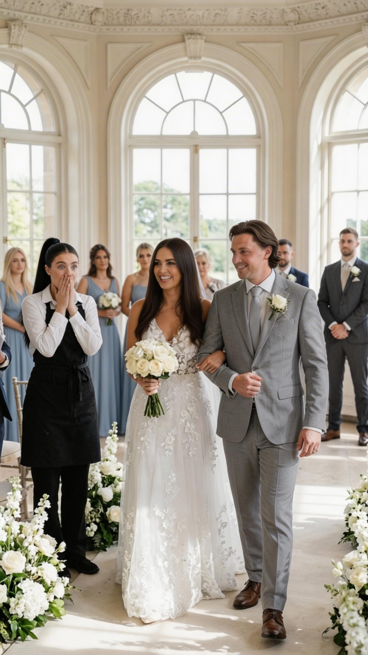 Pracując jako kelnerka na weselu, zamarłam, gdy zobaczyłam mojego męża stojącego przy ołtarzu jako pan młody