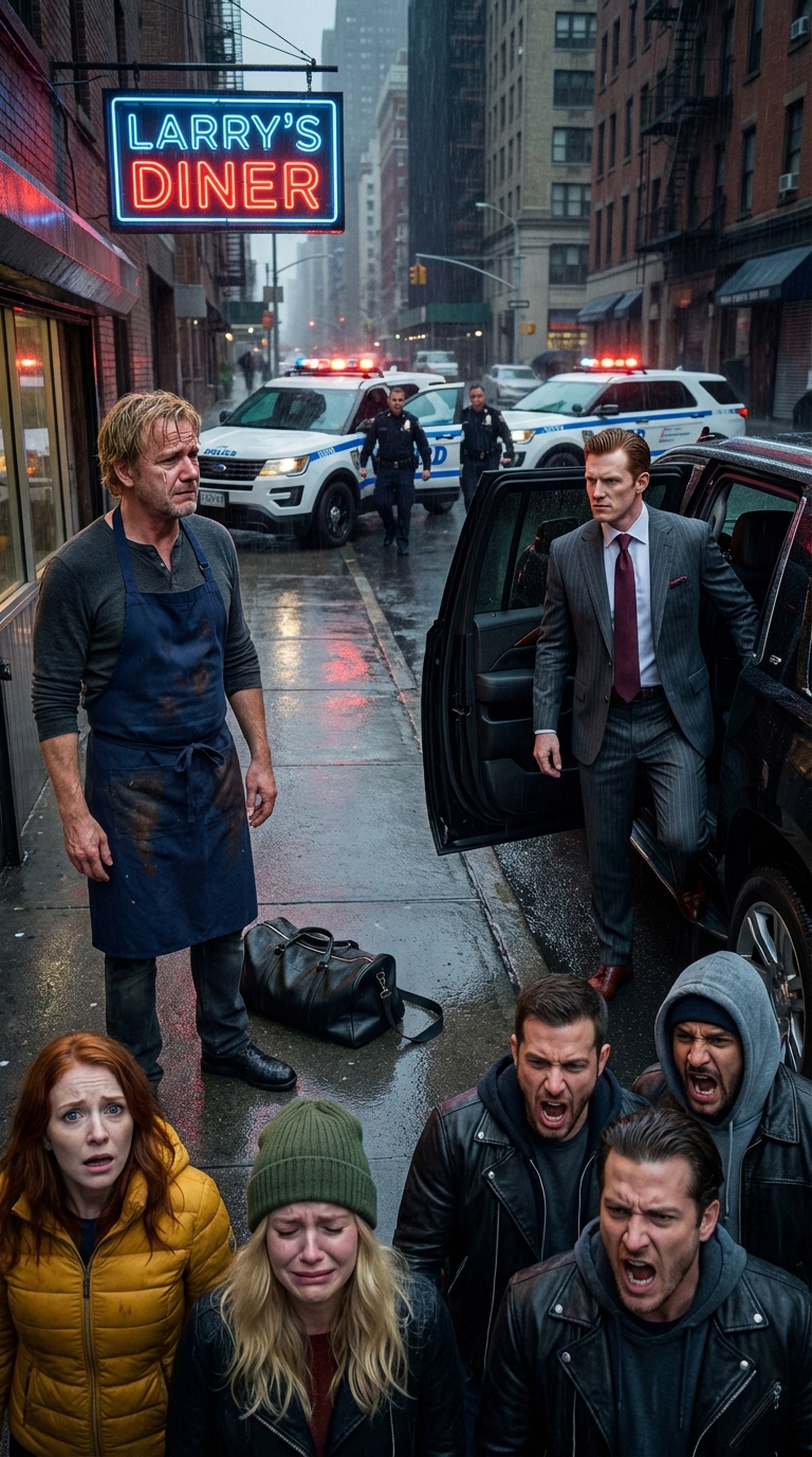 „Oddałem ostatni talerz drżącemu nieznajomemu, a wszyscy się śmiali. »Dlatego jesteś spłukany, Jeremiaszu« – szydzili. Myślałem, że utrata baru to najgorsze, co może się zdarzyć – dopóki nie przyjechała policja, żeby mnie zamknąć, a za nimi wjechały czarne SUV-y. Wtedy bezdomny mężczyzna, którego nakarmiłem, wystąpił naprzód w garniturze szytym na miarę i powiedział: »Panie Cole, czas porozmawiać«. Nie miałem pojęcia, że ​​ta noc zmieni moje życie na zawsze…”