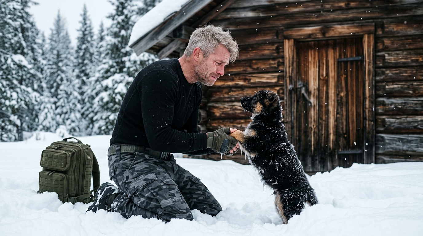 „Jego oczy były zamarznięte, ale szczeniak i tak znalazł swojego bohatera”.
