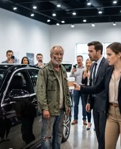 Wszedłem boso, owinięty w szmaty, a w salonie zapadła cisza – wtedy Carter warknął: „Wynoś się. Nie stać cię nawet na lunch, nie mówiąc już o moich samochodach”. Wybuchnął śmiech. Ktoś uniósł telefon, żeby mnie nagrać, jakbym był żartem. Poczułem ucisk w klatce piersiowej… ale trzymałem głowę nisko. Wtedy Lily podeszła, szepcząc: „Proszę pana, proszę usiąść. Napij się wody”. Carter warknął: „Dotknij go i pocałuj komisję na pożegnanie!”. Lily nawet nie drgnęła. Zanim wyszedłem, wsunąłem jej złożoną notatkę. Nie znała mojego imienia… ani tego, co te słowa miały zrobić z jej życiem.