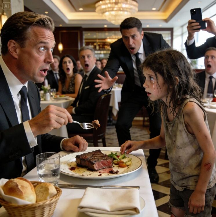 Byłem w połowie steka, gdy cichy głosik zadrżał przy moim stoliku. „Proszę pana… czy mogę dostać resztki?”. Spojrzałem w górę i zobaczyłem bezdomną dziewczynkę z posiniaczonymi kolanami i oczami zbyt starymi jak na jej twarz. Moja asystentka syknęła: „Ochrona”, ale wyrzuciła z siebie: „Proszę pana… mój brat nie jadł od dwóch dni”. Zamarłem. „Gdzie on jest?”. Wskazała na alejkę… i to, co tam znalazłem, zmieniło wszystko.