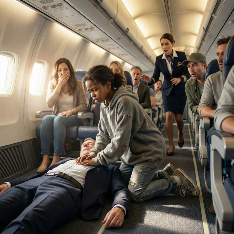 Biedna 12-letnia czarnoskóra dziewczynka uratowała milionera w samolocie… Ale to, co wyszeptał, sprawiło, że głośno płakała…