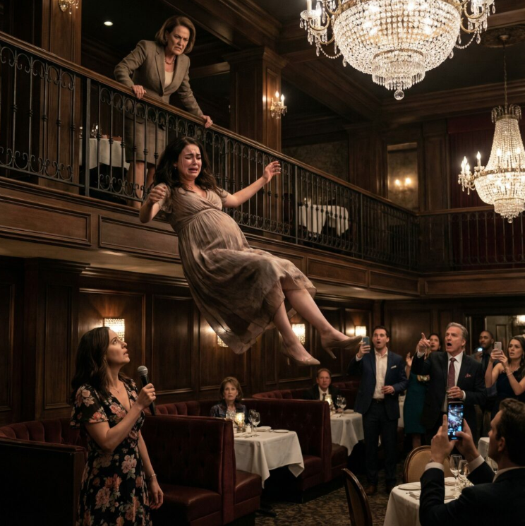 Myślałam, że baby shower mojej siostry w tej luksusowej restauracji będzie niezręczny – ale nie okrutny. Uniosła mikrofon, uśmiechając się i krzyknęła: „Dzisiaj świętujemy też poronienie mojej siostry!”. Sala się roześmiała. Wstałam, drżąc. „To obrzydliwe” – powiedziałam. Mama pociągnęła mnie za włosy i syknęła: „Przestań przesadzać”. Potem zepchnęła mnie z balkonu na drugim piętrze. Kiedy się obudziłam, scena przede mną była niewyobrażalna.