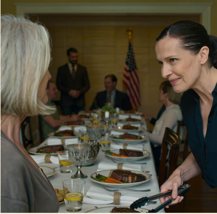 Synowa uśmiechnęła się słodko jak miód, powiedziała: „Zamówiłam tylko dla rodziny”, po czym postawiła skwierczące steki przed wszystkimi oprócz mnie; mój syn trzymał głowę nisko, krojąc mięso, jakby nic nie słyszał; ja siedziałam w pustym miejscu, bez serwetki i wody; w domu otworzyłam szafkę na dokumenty, zobaczyłam pieczęć powiatu i swoje nazwisko wypisane pogrubioną czcionką, a następnego ranka zadzwonił dzwonek do drzwi.