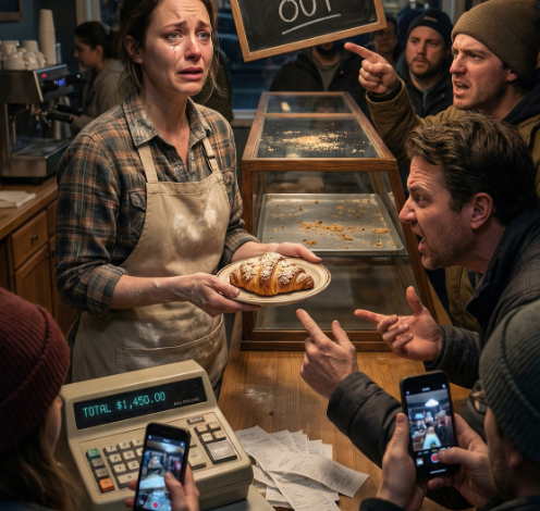 Grace Miller stała sama w swojej nowiutkiej piekarni, z drżącymi dłońmi nad resztkami oszczędności. „Boże… proszę, niech to nie będzie mój ostatni błąd”. Zadzwonił dzwonek – wszedł do środka starszy mężczyzna w podartych ubraniach, szepcząc: „Proszę pani… tylko kęs. Umieram z głodu”. Przełknęła strach i wsunęła mu swoje najlepsze ciastko. Zjadł, a potem wbił w nią lodowate spojrzenie. „Tam, dokąd jadę, nie doleci żaden samochód ani samolot”. Pochylił się bliżej. „Dziś wieczorem… sprzedasz więcej, niż możesz sobie wyobrazić. To miejsce zostało oznaczone”. I o 21:00 cicha ulica eksplodowała – światła, lokomotywy, kolejka, która nie miała końca. Grace poczuła ucisk w kolanach… ale jedno pytanie wciąż ją dręczyło: kto ją oznaczył – i dlaczego?