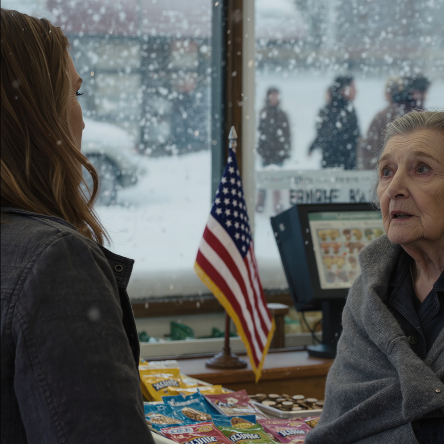 W sklepie zapłaciłem za zakupy starszej pani. Pochyliła się i szepnęła: „Kiedy mąż wyjdzie, nie dotykaj śniegu na podwórku”. Zaśmiałem się, ale słuchałem. Następnego ranka, wychodząc na werandę, omal nie zemdlałem na widok tego, co zobaczyłem.