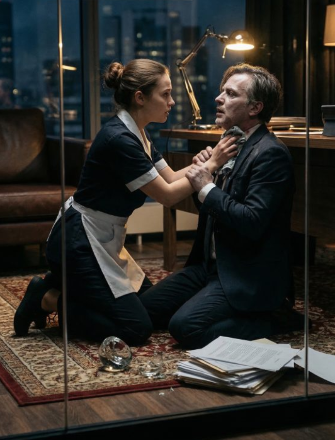 Byłam po prostu kobietą, która sprzątała podłogi w jego biurze – aż do dnia, w którym wyciągnęłam prezesa zza grobu. „Uratowałaś mi życie” – wyszeptał z krwią na kołnierzyku i paniką w oczach. Następnego ranka wszyscy patrzyli na mnie inaczej. Drzwi się otwierały. Ludzie kłaniali się. Ale kiedy powiedział: „Od teraz trzymaj się blisko mnie”, zdałam sobie sprawę, że uratowanie go było najłatwiejszą częścią… przetrwanie tego, co nastąpiło później, już nie.