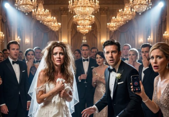 Rozdarł moją suknię ślubną, tuż pod żyrandolami. „To małżeństwo nic nie znaczy” – powiedział chłodno, podczas gdy jego ukochana śmiała się za kamerą. Moje ręce drżały – ale kiedy koperta wyślizgnęła się z podartej koronki, wszystko się zmieniło. „Co… to jest?” – wyszeptał. W pokoju zapadła cisza. Nie uśmiechnęłam się. Jeszcze nie. Bo to, co zaraz przeczyta, zniszczy go doszczętnie.