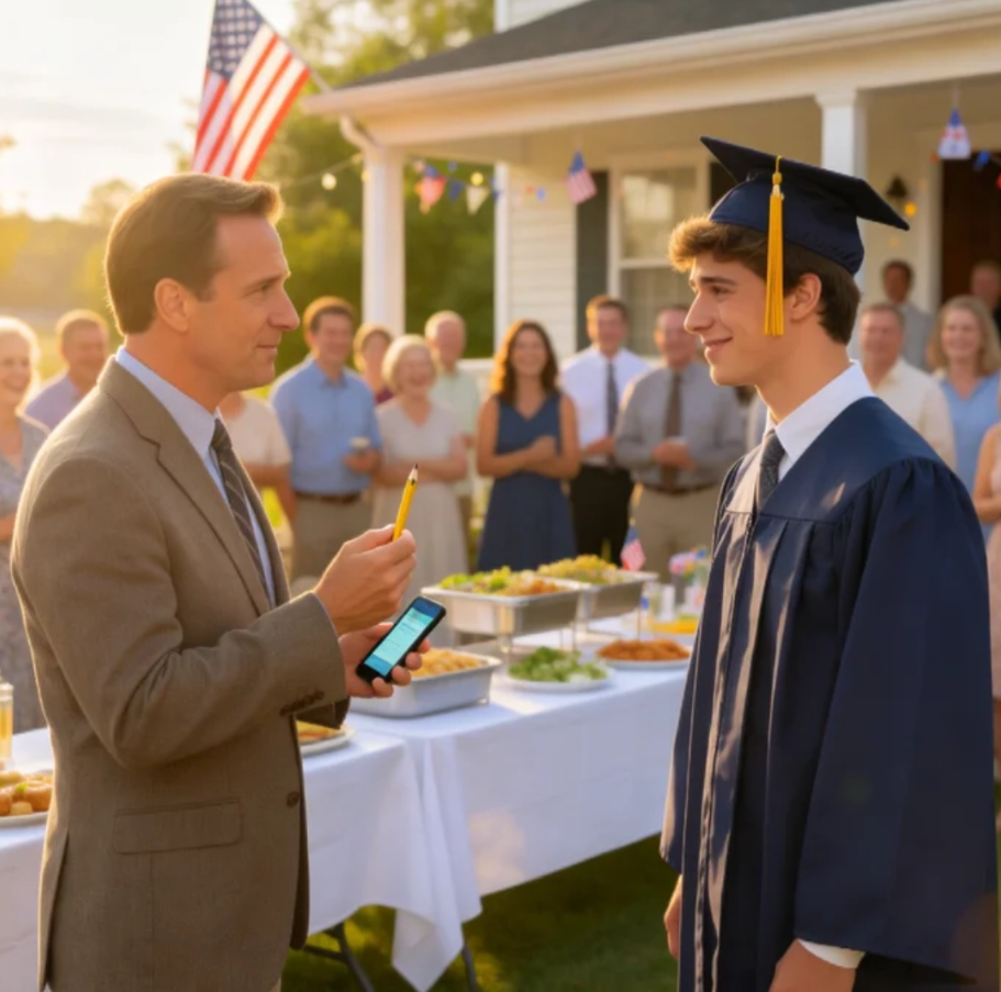 „Masz ołówek – to wszystko, czego kiedykolwiek będziesz potrzebować” – uśmiechnął się mąż mojej siostry na przyjęciu z okazji ukończenia szkoły. Wszyscy się śmiali, gdy mój syn trzymał ten tani ołówek. Spojrzałam na telefon: „idealny moment” – jego uśmiech zniknął. Moja siostra wyszeptała: „Nie rób tego, ale ja…