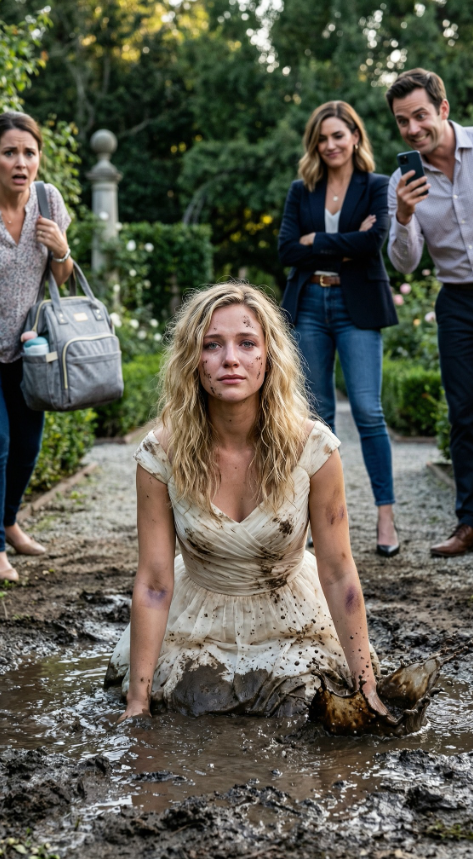 Rankiem w dniu sesji narzeczeńskiej byłam już ubrana na biało, gdy narzeczony mojej siostry złapał mnie za ramię i wepchnął w błoto. Przysunął się bliżej, a jego głos brzmiał jak trucizna: „Tam jest twoje miejsce”. Spojrzałam w górę – drżąc – i zobaczyłam uśmiech mojej siostry. „Spokojnie” – powiedziała – „punkty litości pomagają”. Wszyscy się śmiali. Ja się nie. Po prostu otarłam kurz z pierścionka i wyszeptałam: „Powiedz to jeszcze raz”. Bo na następnych zdjęciach? Nie będą się uśmiechać. I oni też nie.