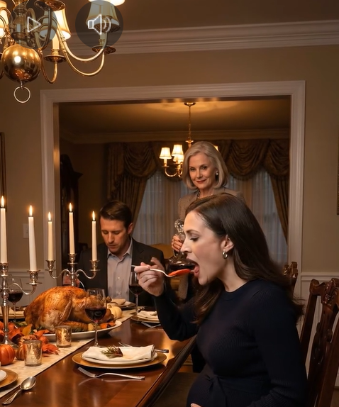 „Widziałam uśmiech mojej teściowej, stawiając przede mną talerz z jedzeniem na Święto Dziękczynienia – a potem wyszeptała: »Jedz, kochanie. To dla dziecka«. Ale kiedy pierwszy kęs trafił na mój język, moje wyszkolenie krzyknęło głośniej niż strach: trucizna. Myślała, że ​​jestem tylko ciężarną żoną jej syna. Nie miała pojęcia, że ​​jestem agentką FBI. Tej nocy, w domu pani Eleanor Tales, jedna prawda stała się jasna: zło często czai się przy rodzinnym stole… ale sprawiedliwość również. A ja jeszcze nie skończyłam”.