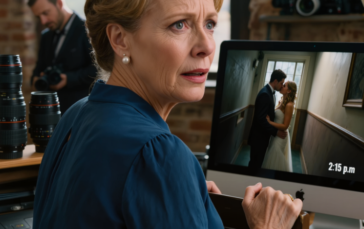 Miesiąc po ślubie mojej córki, sam fotograf zadzwonił do mnie drżącym głosem: „Proszę natychmiast przyjść do studia, znalazłem coś strasznego na zdjęciach, ale proszę nie mówić o tym swojej dziewczynie”, a ja nadal myślałam, że to kiepskie ujęcie albo jakiś pijany gość, dopóki nie zbliżył się na zapomniany róg korytarza i nie zrozumiałam, że to mężczyzna, który stał tam tego dnia i przyjmował błogosławieństwa, prawdopodobnie powinien się bać.