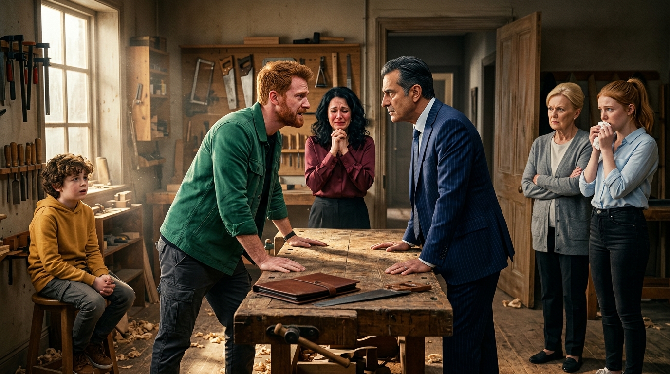 Moi rodzice pojawili się w moim warsztacie z teczką i powiedzieli mi: „Masz obowiązek”, ponieważ mój brat przegrał wszystko i chcieli, żeby moja ziemia go uratowała — ale w chwili, gdy moja żona wystąpiła, spojrzała mojemu ojcu w oczy i powiedziała: „Myślę, że zaszło tu wielkie nieporozumienie, Richardzie”, w pokoju zapadła głucha cisza.