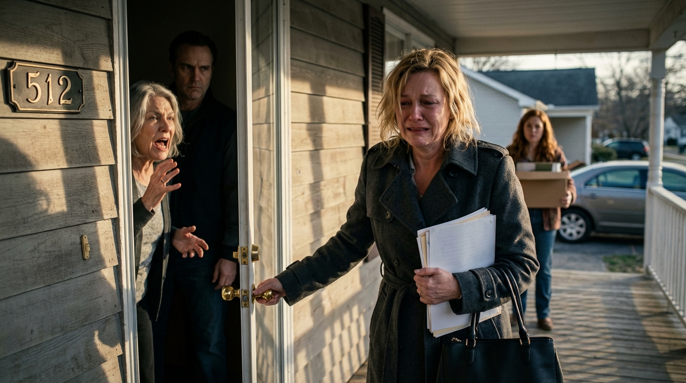 Wróciłam po pracy do domu i zamarłam – zamek był wymieniony. Zanim zdążyłam zapukać ponownie, teściowa krzyknęła ze środka: „Idź i zamieszkaj z rodzicami. Ten dom należy teraz do twojej bratowej”. Ręce mi drżały, ale wykonałam jeden telefon… i wszystko po drugiej stronie drzwi ucichło. Myśleli, że wyrzucili mnie na zawsze. Nie mieli pojęcia, czyje nazwisko naprawdę widnieje na domu.