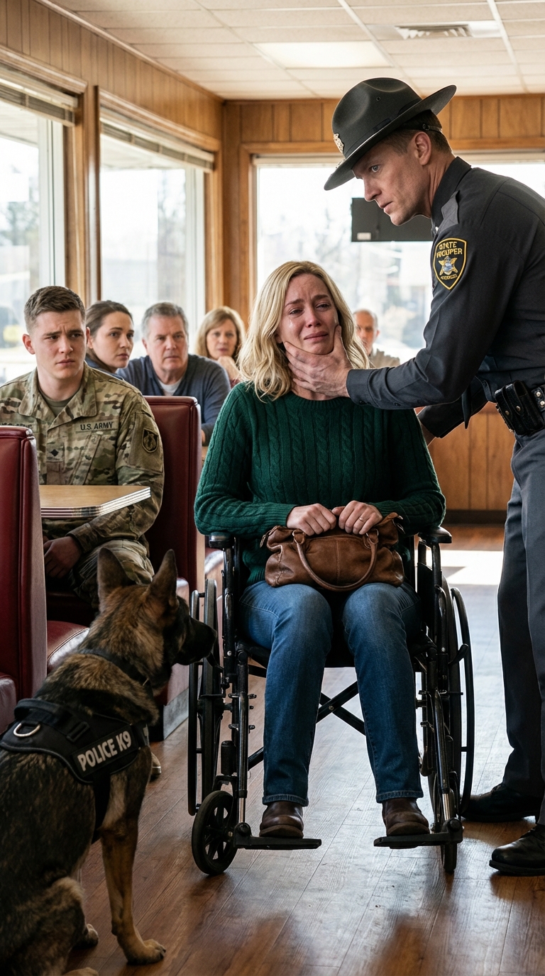 „Połóż na niej rękę jeszcze raz, szeryfie, a to miasto w końcu pozna prawdę o tobie” – Skorumpowany szeryf uderzył kobietę na wózku inwalidzkim… Potem milczący były żołnierz SEAL i jego pies wojenny ujawnili wszystko