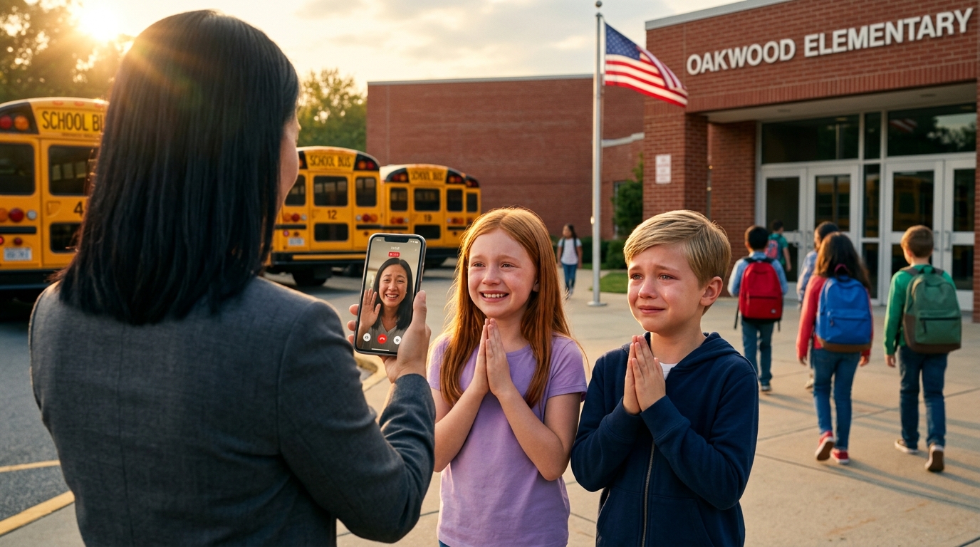 Zastępczyni dyrektora podniosła telefon i pokazała mi nagranie mojej rozmowy z bratem na parkingu po szkole.