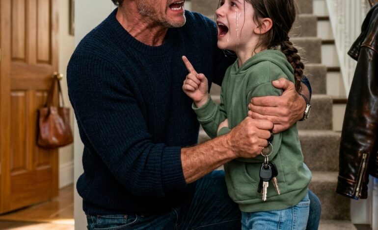 Moje žena zrovna šla do obchodu, když mi moje sedmiletá dcera zašeptala: „Musíme vypadnout. Okamžitě.“ Zasmál jsem se: „Proč?“ Ukázala nahoru a třásla se. „Nemáme čas, musíme hned opustit tento dům.“ Popadl jsem klíče od auta a zamířil na policejní stanici. A tehdy se to stalo…