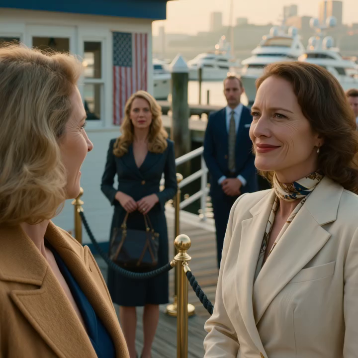 Sestra mého manžela řekla: „Na tenhle výlet na jachtě nepatříš.“ Moje jméno bylo ze seznamu hostů vyškrtnuto a nahrazeno její instruktorkou jógy. U nástupní brány v Newportu se ušklíbla a řekla mi, ať „jdu domů“. Celá rodina sklopila zrak a můj manžel mlčel. Ale v okamžiku, kdy jsem se otočila, zavolal člen posádky a všechny oči se stočily mým směrem.