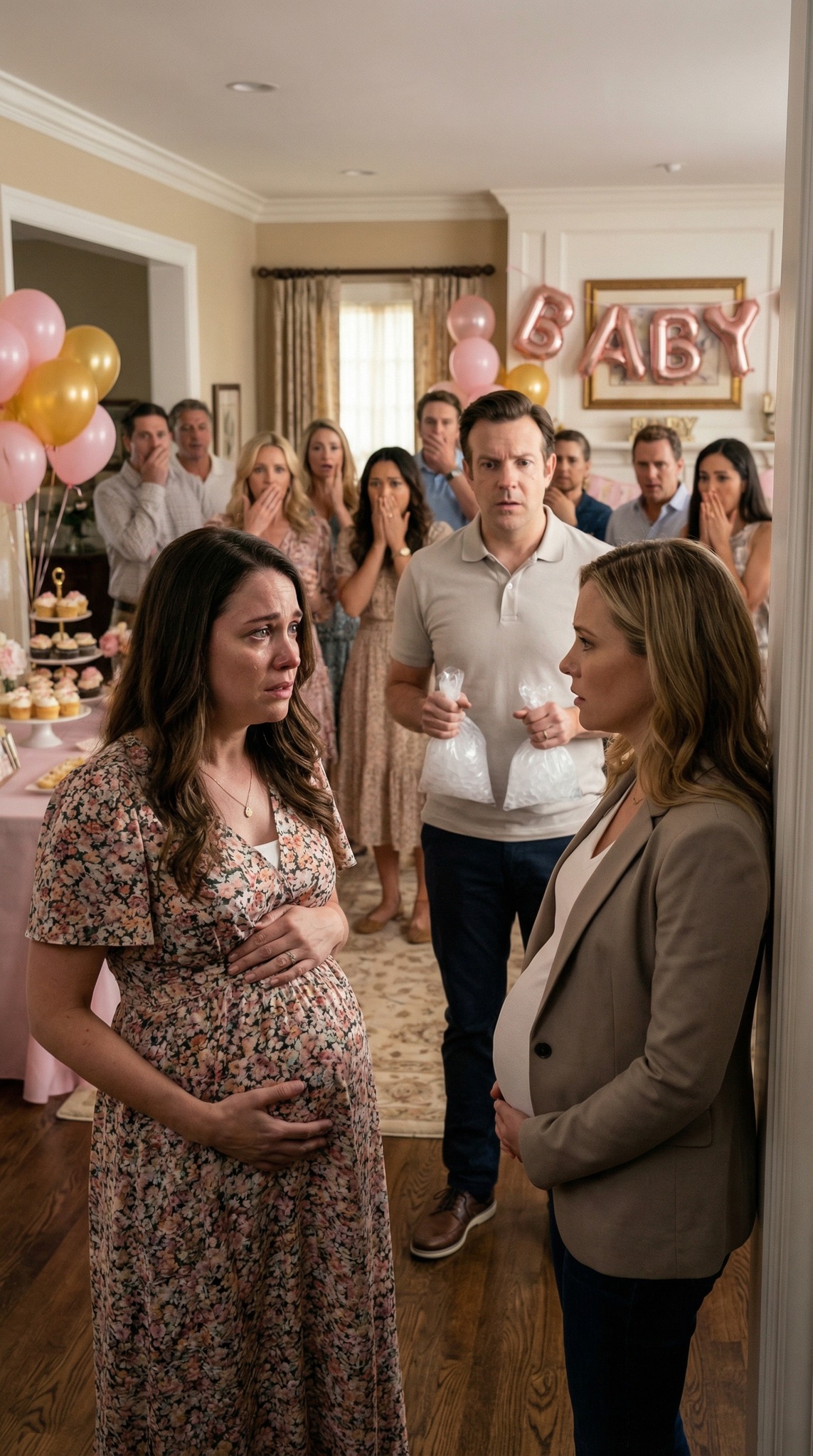No meu baby shower, uma mulher grávida entrou e chamou o meu marido de “Querido”. Eu congelei. Ela disse: “Eu sou a mulher dele”. Todos acreditaram nela até que fiz uma simples pergunta. Ficou completamente pálida…