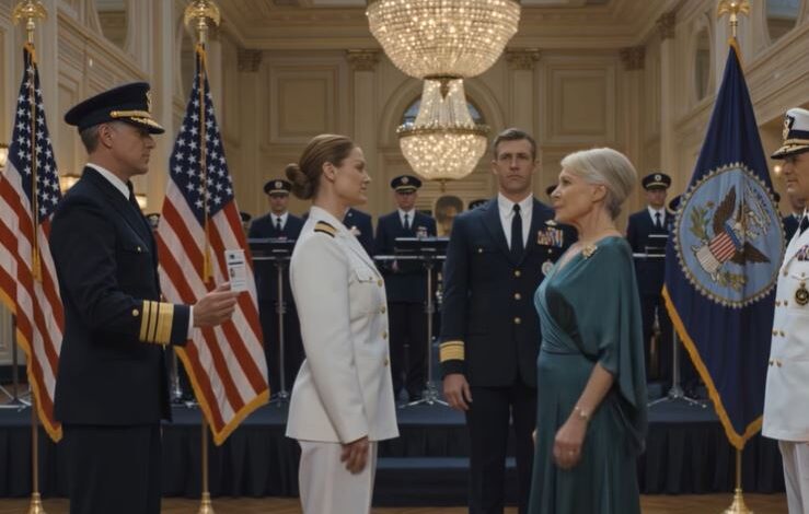 No baile militar, a minha sogra gritou: “Por favor, falem com ela!”. — até que verificaram a minha identidade e todos os oficiais na sala se levantaram.