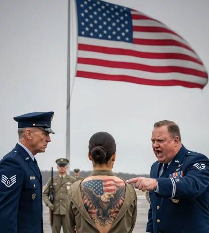 “She’s just a failure—unfit for service.” My dad humiliated me in front of the entire base… until they saw the tattoo on my back. His commander froze, stood up, and said three words that changed everything: “She outranks you.” My name is Evelyn Maddox, and the first thing Eagle Creek taught me was that gravel makes its own kind of noise. It snapped beneath a hundred boots that first morning—dry, sharp, like static from a broken radio. The sky hung low over the parade yard, dull and washed-out. Only the flags and the gleam of polished brass on the distant platform held any real color. I stood in formation, the scent of my duffel still clinging to me—canvas, detergent, a hint of machine oil—and kept my expression neutral. Day one of boot camp, according to the schedule. Chapter two, according to me. I’d cut my hair shorter for this, stripped out the warmer tones, and let the base barber finish the job without hesitation. My name tape read E. Maddox—a name that should’ve meant something to someone there. But rank has a way of convincing men they own a name, not just inherit it. To everyone else, I was just another recruit—standing a little too rigid, a little too seasoned to look brand new. Then Colonel Warren Maddox stepped onto the platform. My father had always looked better from afar. Sharp lines. Impeccable posture. Silver at his temples that made him seem refined instead of worn. He carried authority like a tailored suit—fitted, expensive, untouched by guilt. The whistle on his chest caught the pale light. His voice carried across the yard before the microphone even had a chance. “Eyes forward. Shoulders back. If you’re already thinking about quitting, save me the paperwork.” A wave of uneasy laughter moved through the ranks. Recruits always laughed at the wrong moments, thinking it made them look stronger. He began calling names, each one clipped and deliberate, like he was weighing it. Then he reached mine.