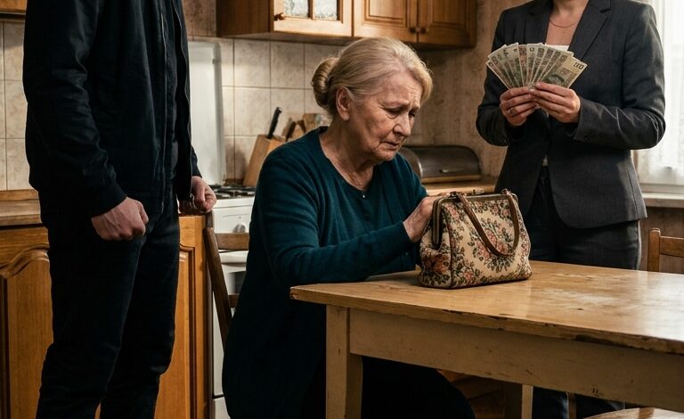 Mój syn patrzył w milczeniu, jak synowa sprawdzała moją torebkę i wyjmowała wszystkie moje pieniądze. „To więcej niż twój obowiązek, by pomóc utrzymać naszą rodzinę” – oznajmiła, chowając banknoty do kieszeni. Dwadzieścia minut później oboje odebrali telefon z anonimowego numeru i zaczęła rozpaczliwie krzyczeć…