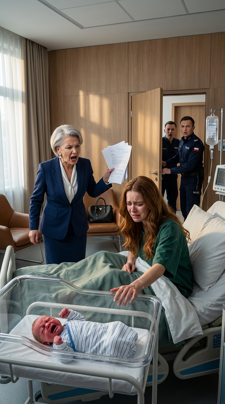 KILKA GODZIN PO MOIM CESNYM CIĘCIU MOJA TEŚCIOWA WPADŁA DO MOJEGO SZPITALA VIP, RZUCIŁA NA MOJE ŁÓŻKO DOKUMENTY ADOPCYJNE, NAZWAŁA MNIE BEZUŻYTECZNYM I DARMOŻERCĄ I KAZAŁA MI ODDAJĄC MOJEGO NOWORODNEGO SYNA JEJ BEZPŁODNEJ CÓRCE, PONIEWAŻ „NIE ZASŁUGIWAŁAM” NA BLIŹNIAKI