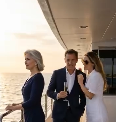 „Pozdrów rekiny” – syknęła moja synowa, wbijając paznokcie w moje ramię i zrzucając mnie z jachtu. Uderzyłem mocno w wodę – i przez bryzg wody zobaczyłem uśmiechniętego syna, jakbym już nie żył. Myśleli, że moje 3 miliardy dolarów znikną razem ze mną. Ale kiedy wrócili dumnie do domu, oczekując szampana i wolności… Czekałem w salonie, suchy, spokojny – trzymając w dłoni „prezent”, którego nigdy nie zapomną. Chcesz wiedzieć, co to było?