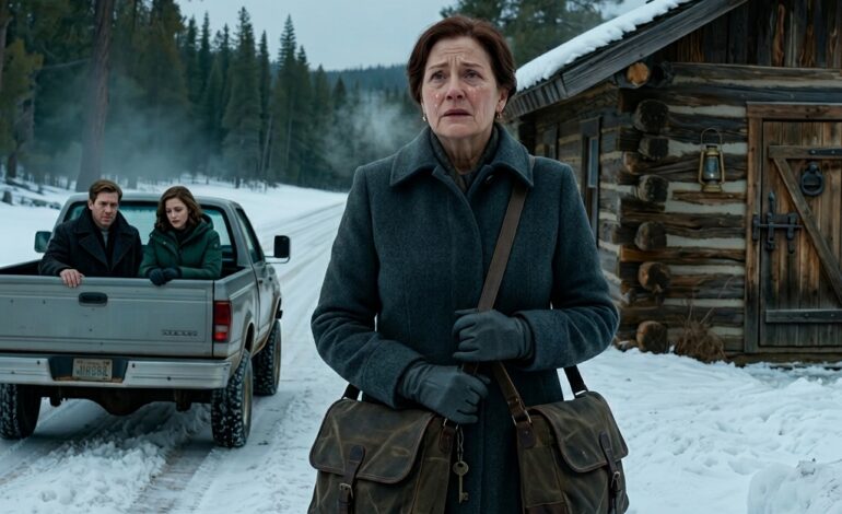 There’s firewood and enough food for two weeks. I’m going to the Maldives with my wife—and I’m taking all of your savings,” my son said, leaving me behind in a snow-covered cabin 200 kilometers from the city; he took my phone, then shouted from the car window, “Oh—and I already changed the locks on your house!” as I watched them drive away… and smiled, because he had no idea what kind of surprise was waiting for him at the airport.