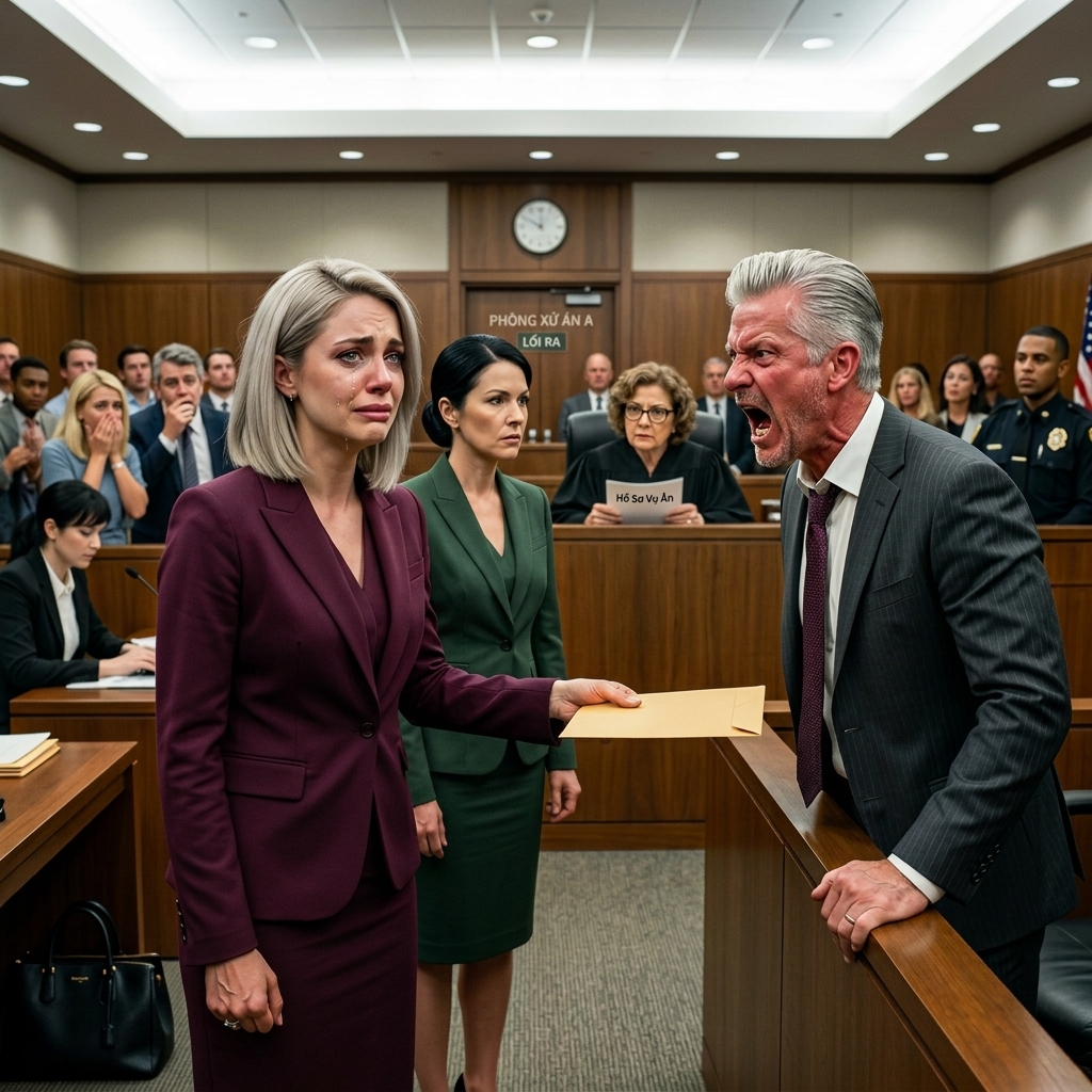 “In court, my millionaire husband publicly called me sterile. His motive was clear to annul our marriage keep every cent of his fortune. He claimed clause in our prenup would leave me with nothing if we divorced. I stayed calm, said nothing, handed the judge an envelope. What was inside changed everything, and left the entire courtroom in stunned silence…”