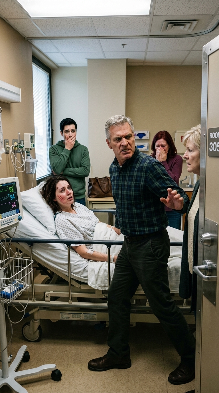 I was lying in a hospital bed when my mother-in-law slapped me in front of my own parents and shouted, “You’ve brought nothing but shame to this family!” My mother froze. I couldn’t even raise my hand. But my father stepped forward with a look I had never seen before and said, “You touched my daughter once. Now you answer to me.” What happened next stunned everyone in that room.