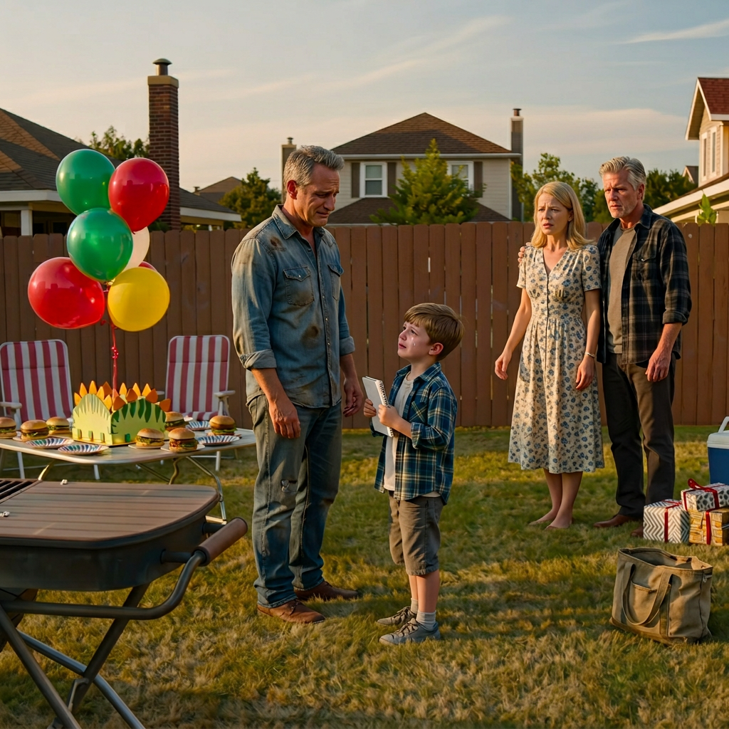My Ex-Wife Showed Up With Her New Husband At My Son’s Birthday Party, Saying, “This Is Your New Father Figure.” I Stayed Calm And Kept Getting Everything Ready. When It Was Time To Cut The Cake, My Son Stood Up And Said Something That Left Her New Husband Completely Silent…