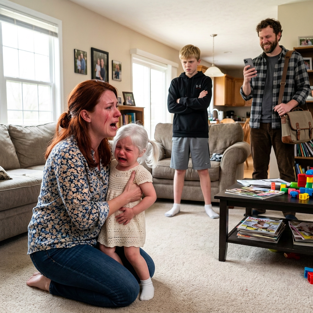 When my husband laughed after his stepson punched my 3-year-old daughter in the stomach, I realized something in our marriage had broken beyond repair. Then he joked about taking a picture for social media, and what I did next left him desperately trying to explain himself.