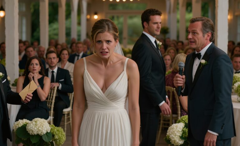 At her own wedding, Grace’s father lifted a microphone and said, “She is a gold digger, just like her mother,” expecting 300 guests to turn against the bride he’d spent 14 years shaming—but he never noticed the USB recording hidden in her dress, the lawyer waiting at table six, or the fact that his daughter had already counted the seventeen steps it would take to bring down his lie.
