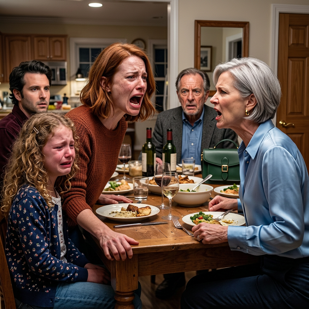 At family dinner, my mom told my 12-year-old, ‘Your daughter is not invited to my birthday,’ and nobody said a word. I skipped the party and sent her a gift instead. The second she opened it, her face changed. Dad looked at her, then at me, and quietly asked, ‘What did you do?’