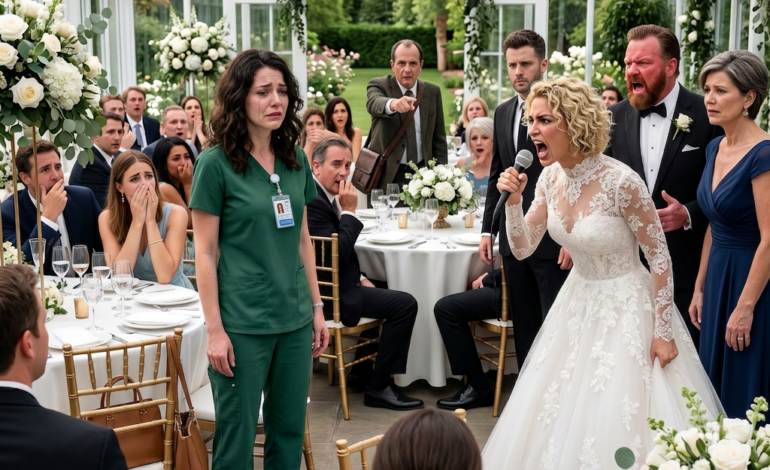 My sister mocked me at her wedding dinner by calling me “just a nurse,” and my parents laughed right along with her. Then the groom’s father looked at me like he’d seen a ghost and said, “Wait… you’re the girl who…” His next words changed the entire mood of the room in an instant.