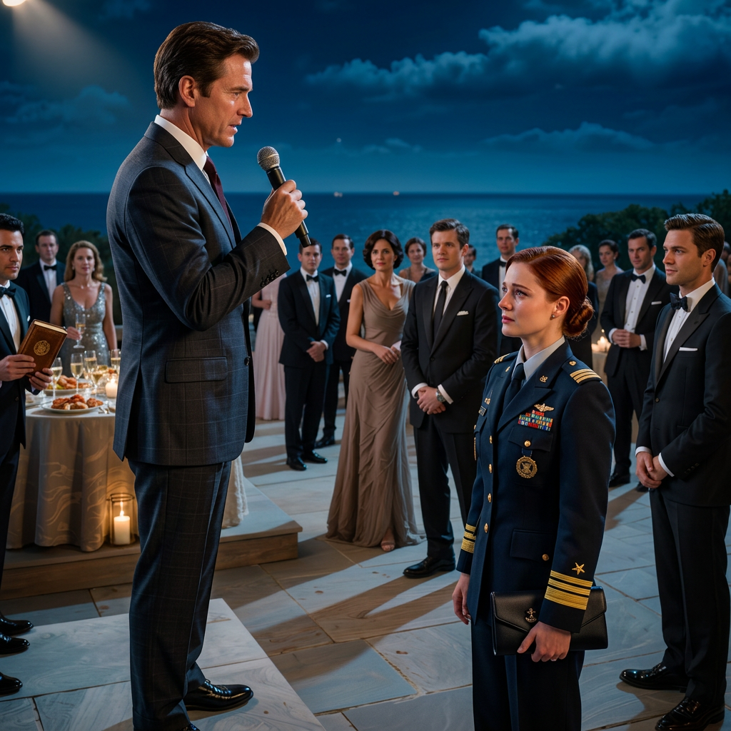Na své třpytivé oslavě odchodu do důchodu v Hamptons miliardář Calvin Vaughn zvedl mikrofon, ukázal na svou vyznamenanou dceru a řekl: „Podívejte se na mou neúspěšnou dceru – kéž by to oznámení o úmrtí bylo skutečné,“ aniž by si uvědomil, že armádní kapitán, kterému se posmíval, tam stojí s červenou voskovou obálkou od patriarchy rodiny a uvnitř je jediná pravda dostatečně silná na to, aby z jeho korunního prince udělala varovný příběh.