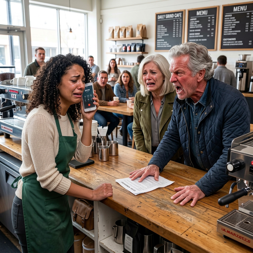 After four years of silence, my parents suddenly walked into my coffee shop smiling like nothing had happened. Then my dad slid over a contract and whispered that one phone call to my landlord could ruin me. I called him on speaker instead, and what he said changed everything in seconds.