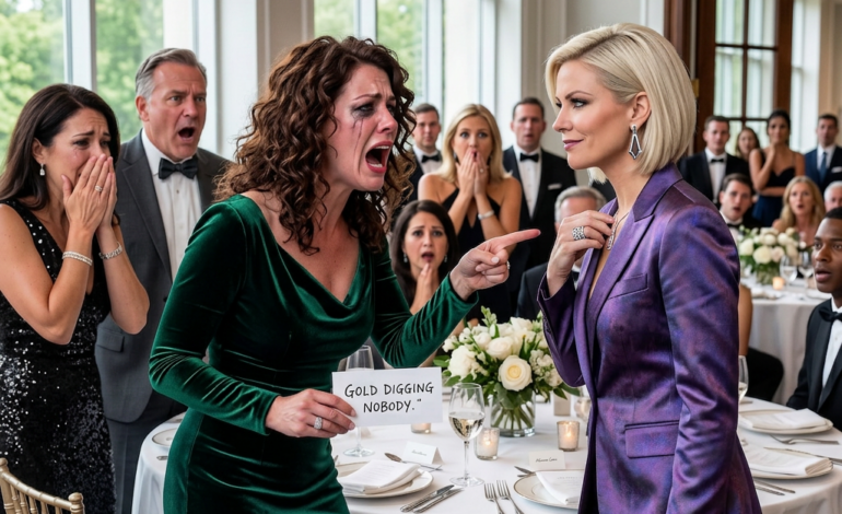 At my husband’s corporate gala, I found a place card waiting for me with two brutal words: “Gold digging nobody.” His boss laughed, her colleagues joined in, and everyone expected me to break in front of them. I didn’t. I simply walked away, and that silent decision changed everything that followed.