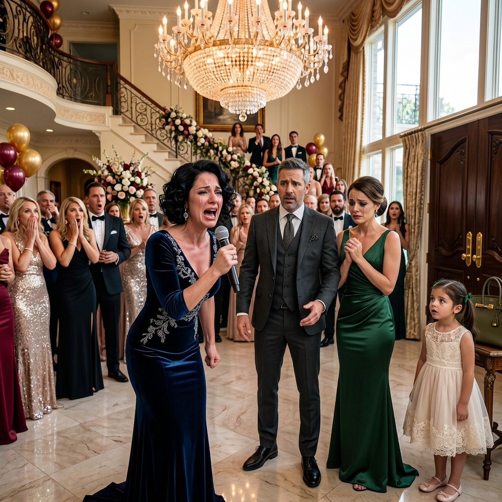 She showed up at my daughter’s birthday smiling like family, standing beside my husband as if nothing was wrong, and for one shocking moment, every guest could feel something was off. Then I grabbed the mic, stopped the party, and revealed exactly who she really was, leaving the whole room frozen in disbelief.