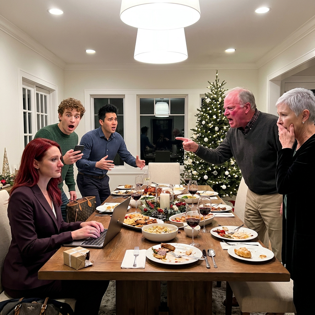 “At Christmas dinner, Dad announced, ‘You’re not getting any inheritance—your brothers deserve it.’ I just smiled and closed my laptop. Then my nephew gasped at his phone: ‘Eliza Hayes—the new tech billionaire who owns her family’s company.’ The room went silent when they saw the number…”