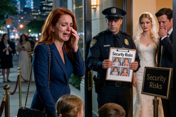 After I paid $75,000 for the wedding, my Stepsister posted a guard with photos of my Children: “Security risks.” I turned around and left. Ten minutes later, her new Father-in-law called me directly: “The wedding is shut down,” he said coldly. “She’s on her way to your house to scream. Do not open the door.” I heard a smash AND THEN I…